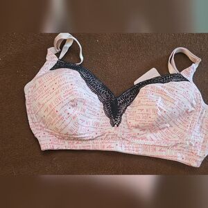 Women's Pink & Black Lace Trim Non-Wired Bra